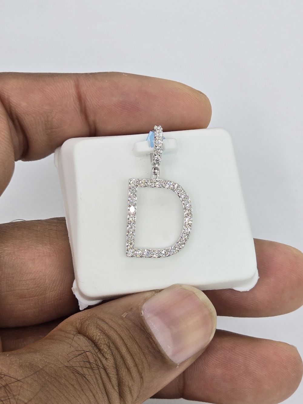 925 Steeling Silver Lab Grown Diamond Letter D Pendant.